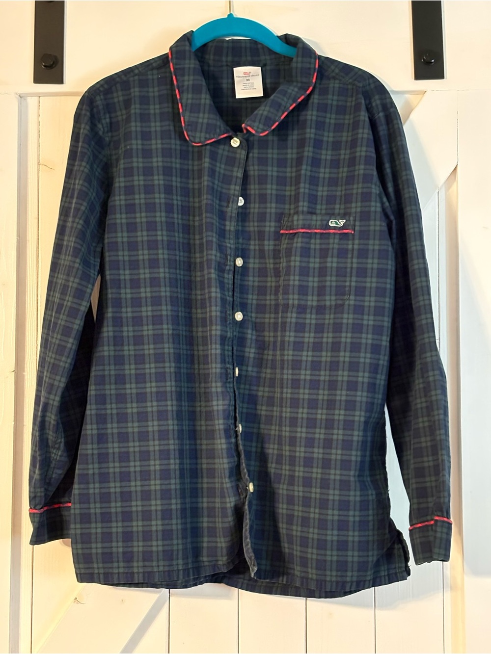 Vineyard Vines M green and blue plaid Sleep shirt